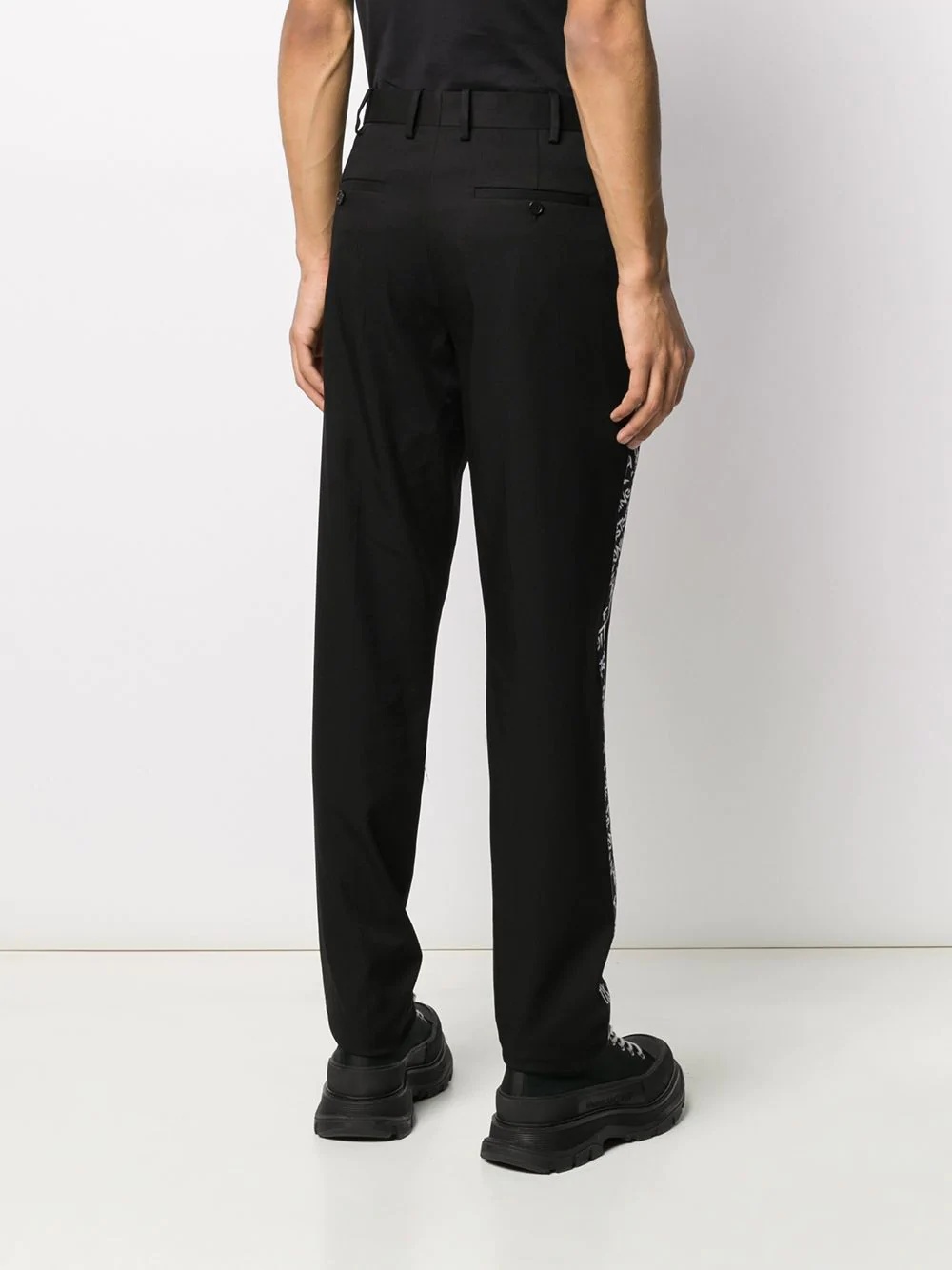 side stripe straight-leg trousers - 4