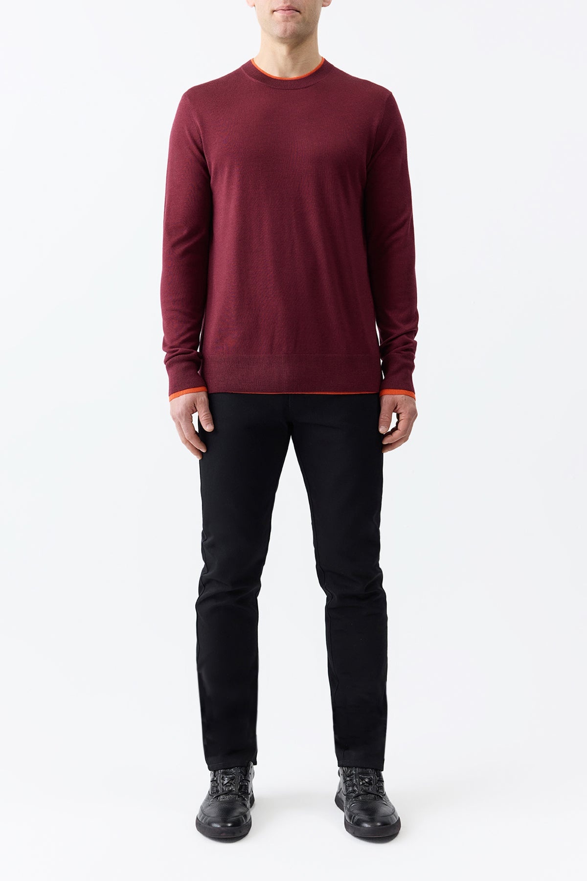 Wells Knit Sweater in Bordeaux & Spice Cashmere Silk - 3