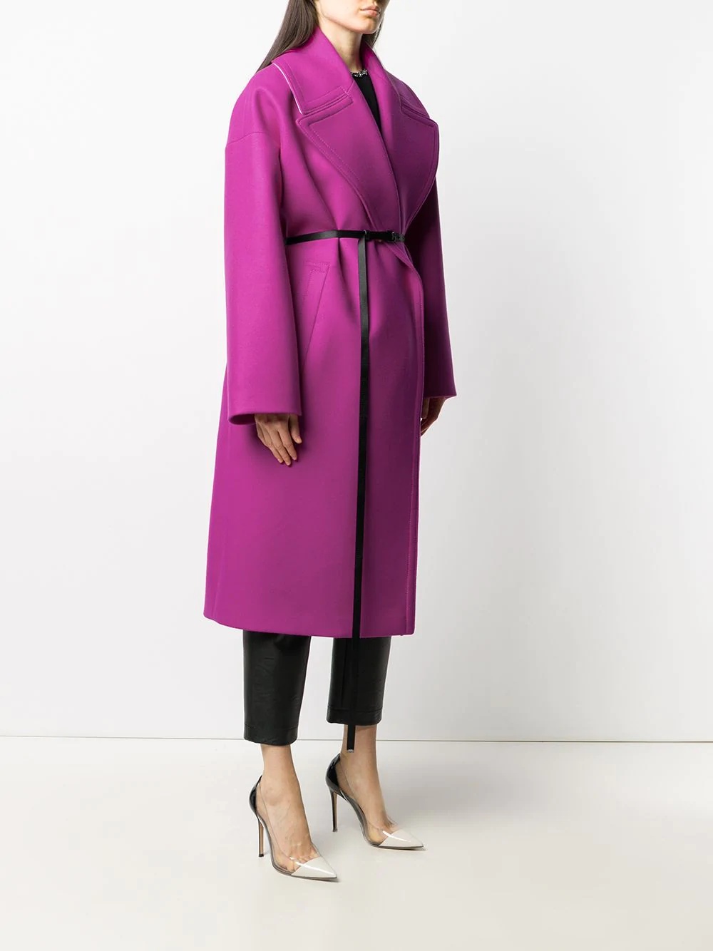 dropped-shoulder wool coat - 3