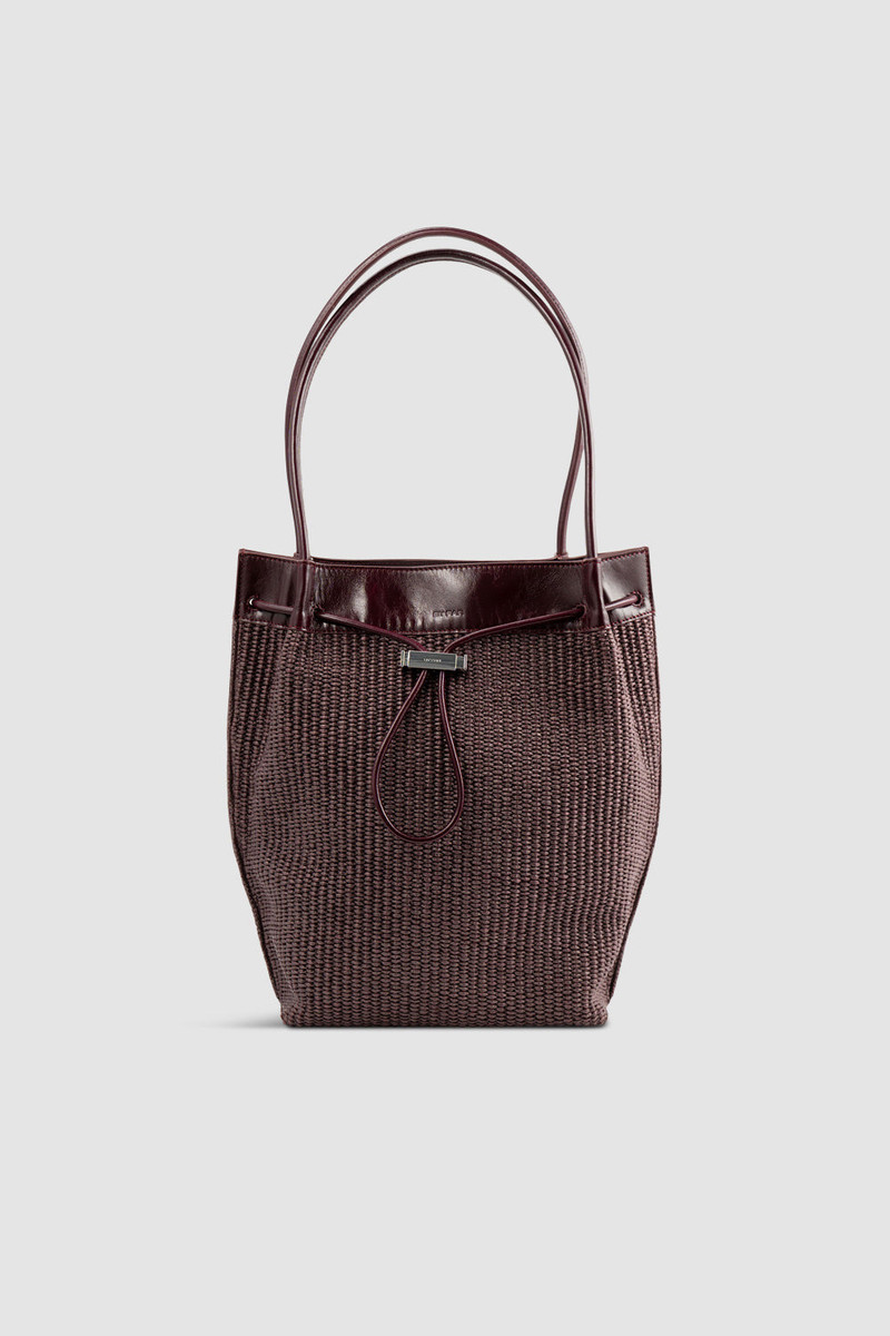 Kayla Grape Raffia and Calf Leather Shoulder Bag 1