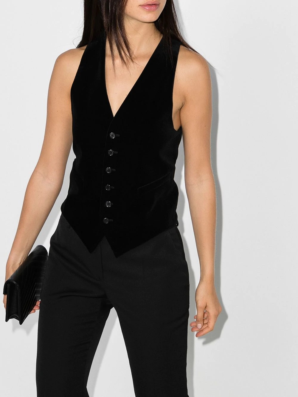 velvet-effect sleeveless waistcoat - 2