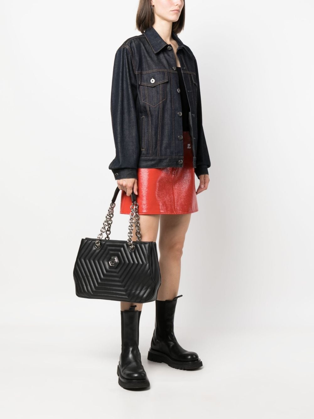 Hexagon quilted leather shoulder bag - 2