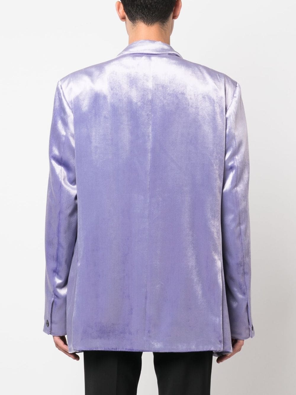 single-breasted velvet blazer - 4