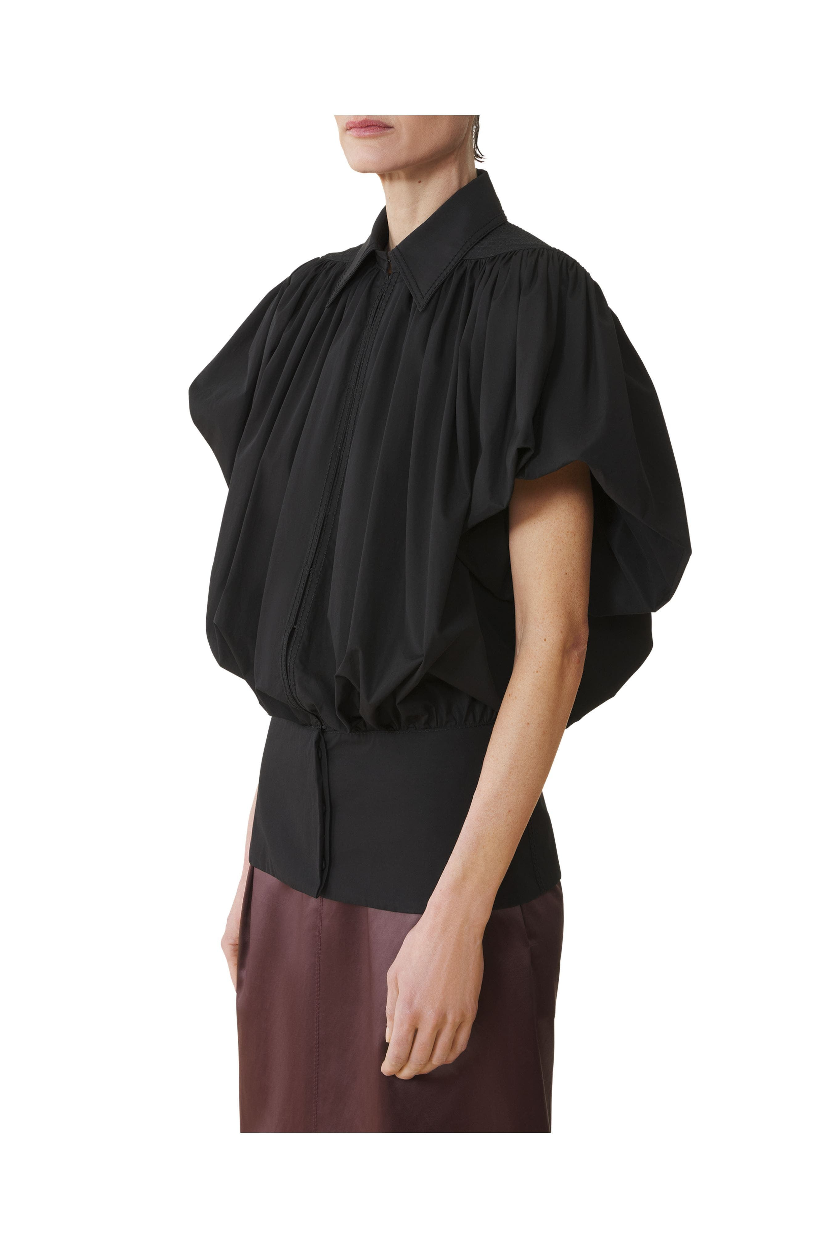 Lanvin Cotton Popelin Top in Black at Nordstrom - 3