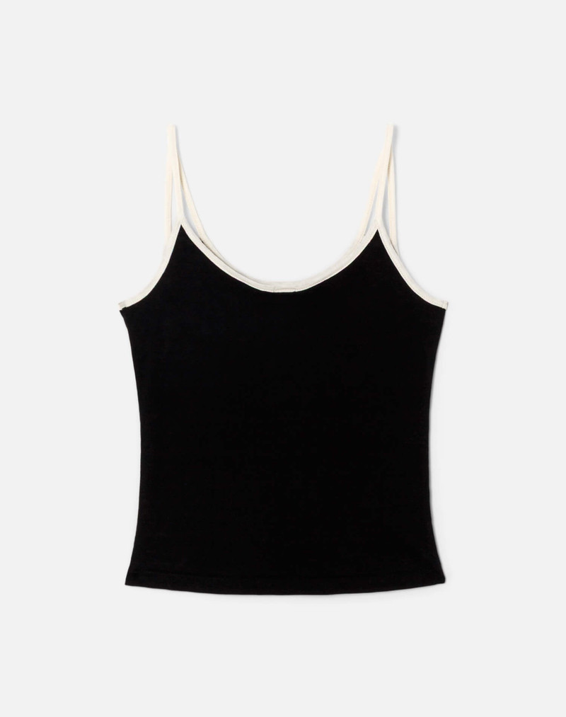 Hanes Gemini Tank - Black with Vintage White 2