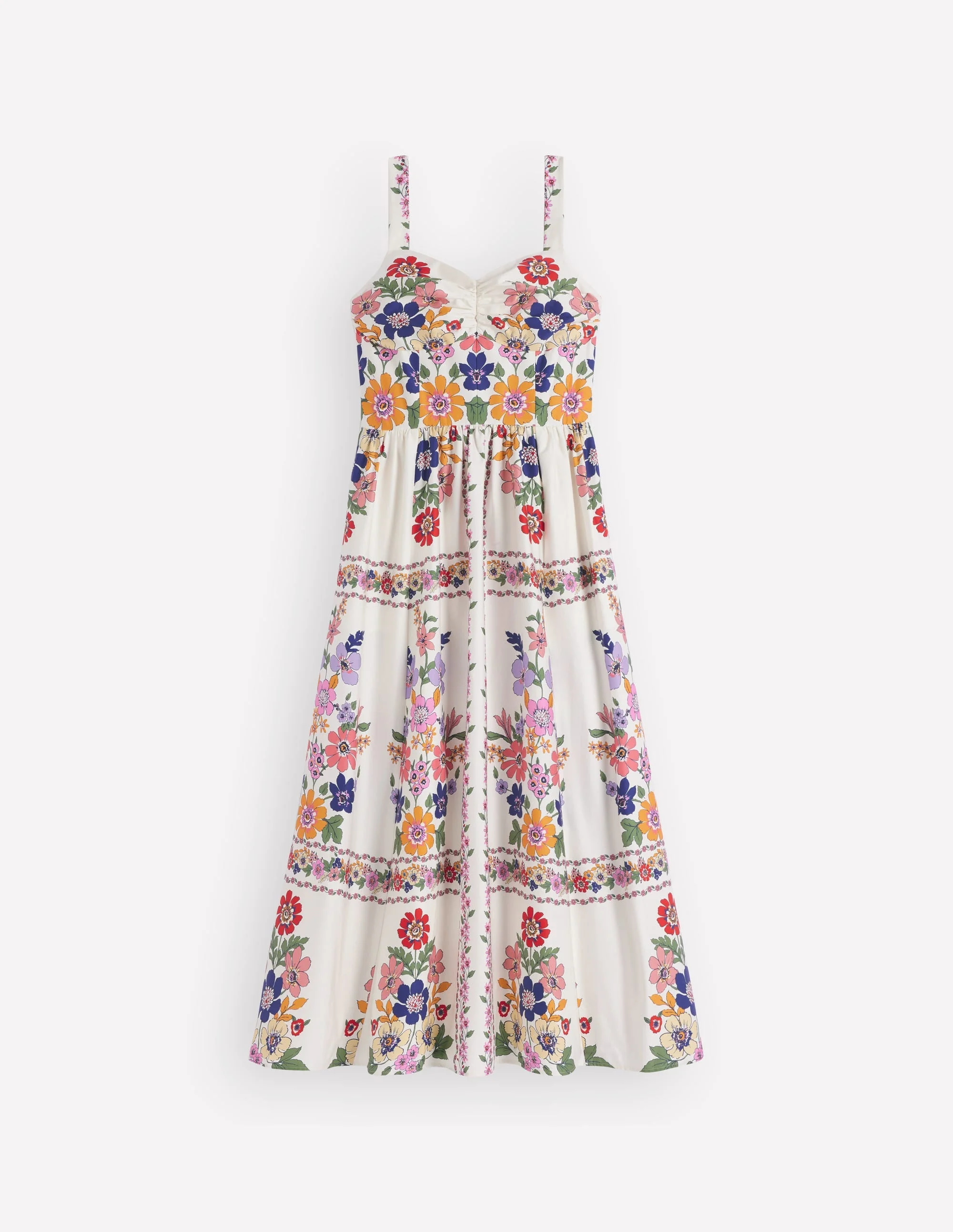 Fit and Flare Midi Dress-Multi Meadow Flowers Lattice - 1