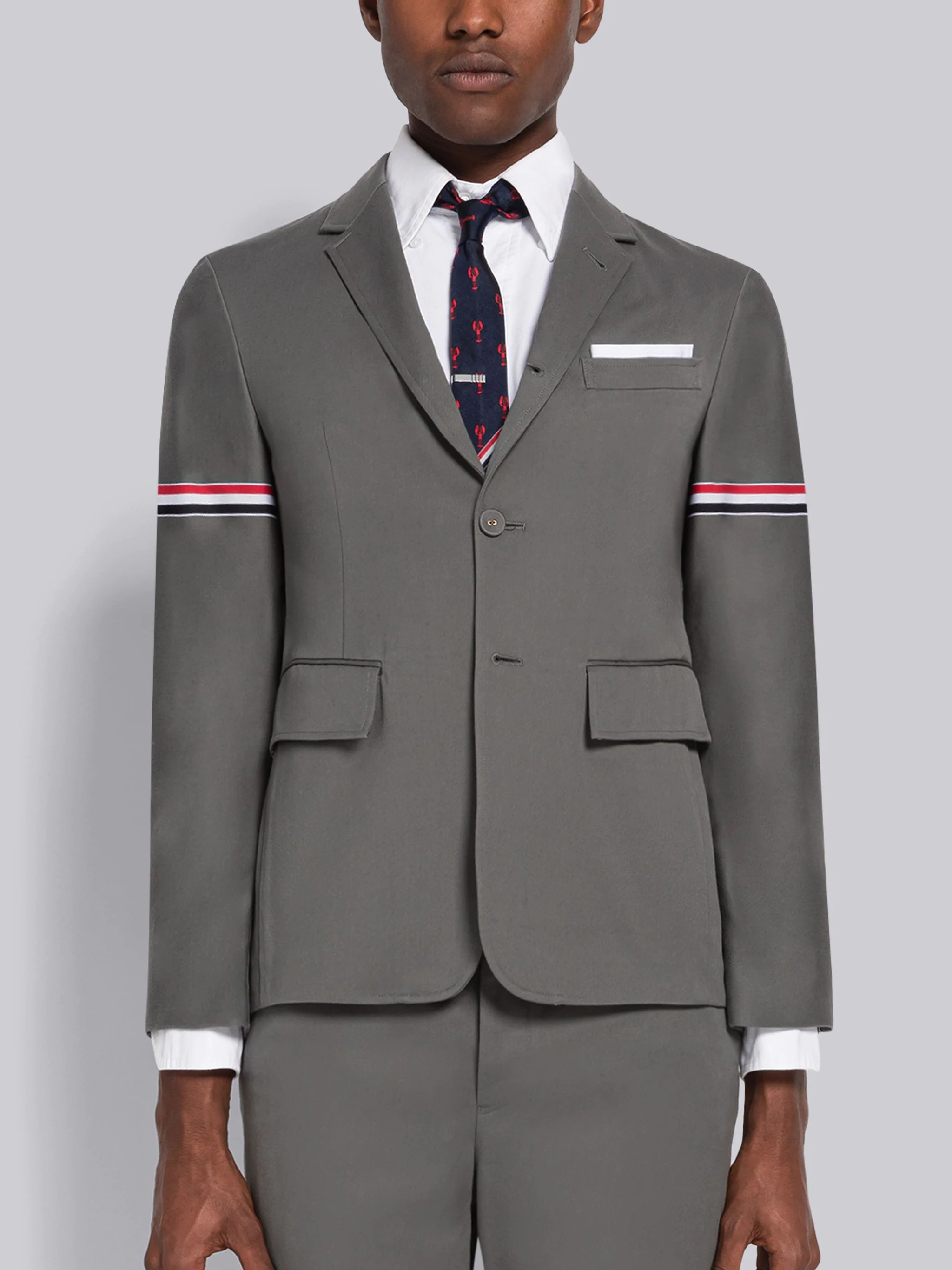 Stripe Twill Unconstructed Classic Single Breasted Sport Coat - 1