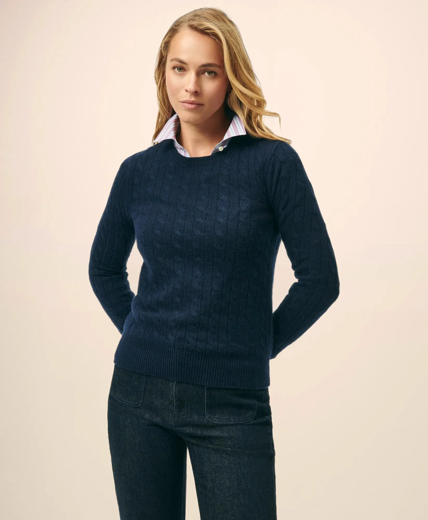 Cashmere Cable Crewneck Sweater - 1