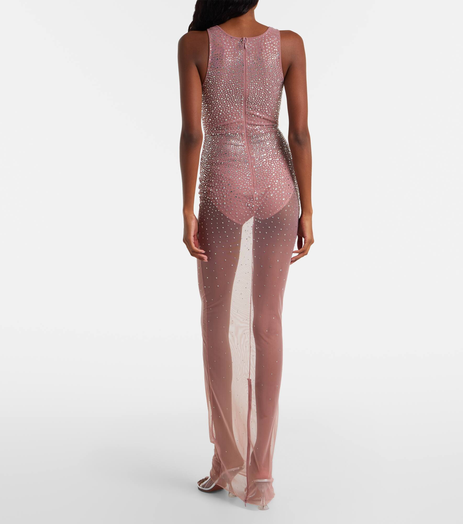 Crystal-embellished mesh maxi dress - 3