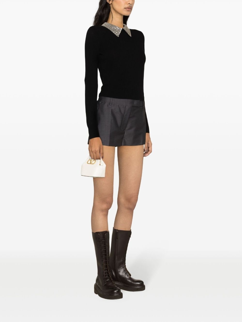 rhinestone-collar virgin-wool jumper - 3