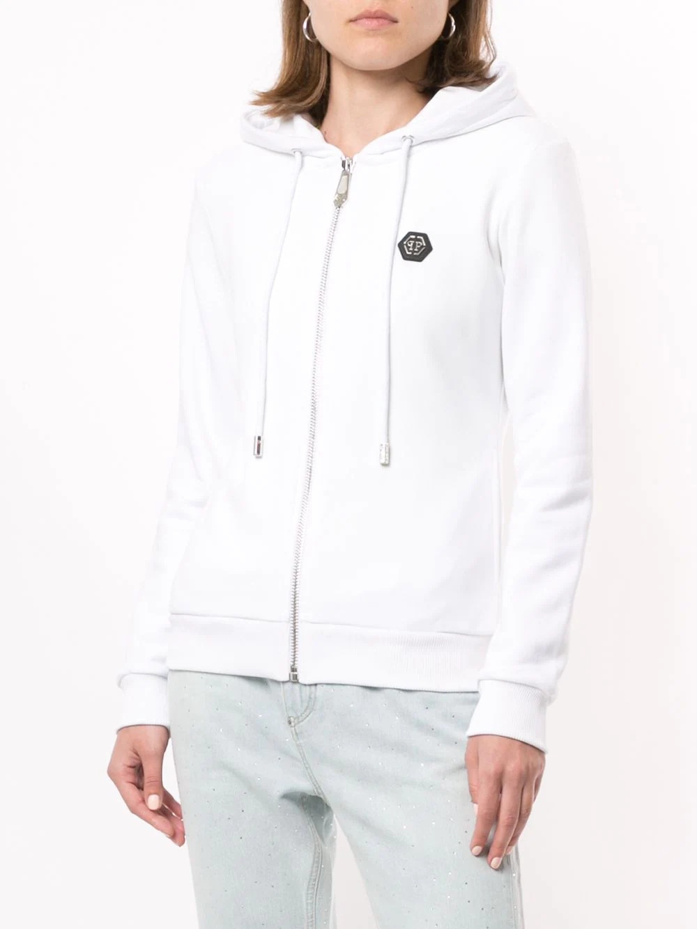 Skull logo print stud detail hoodie - 3