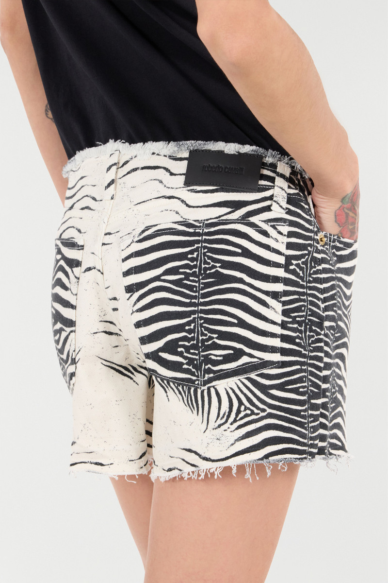 Frayed Shorts With White Tigress Print 7