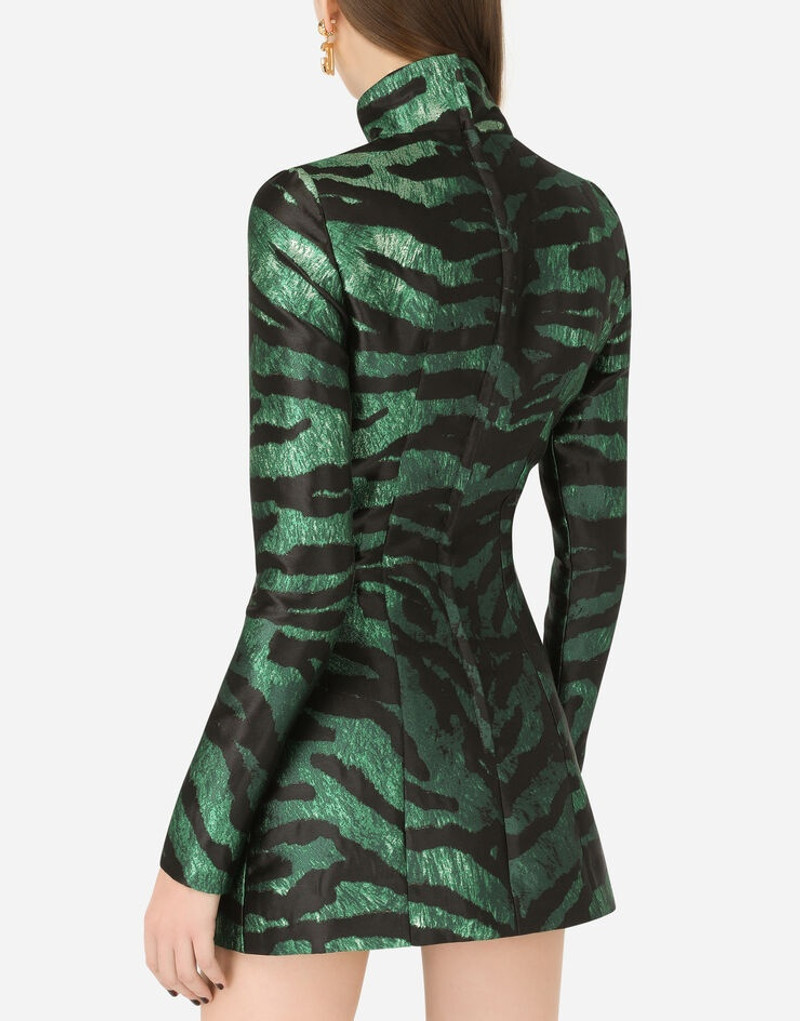 Short tiger-design lamé jacquard dress 5