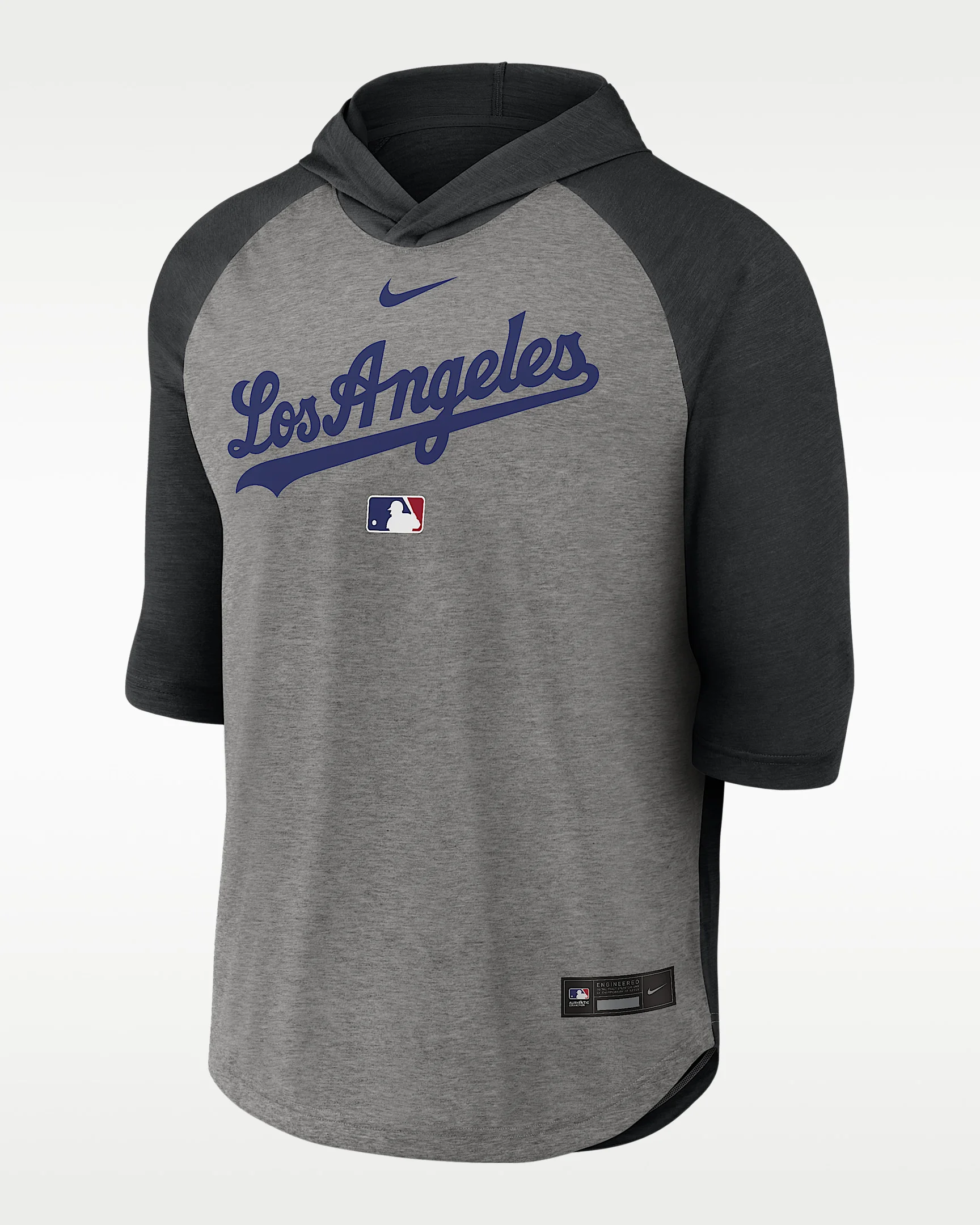 Los Angeles Dodgers Authentic Collection Flux Men's Nike Dri-FIT MLB 3/4-Sleeve Hooded T-Shirt - 1