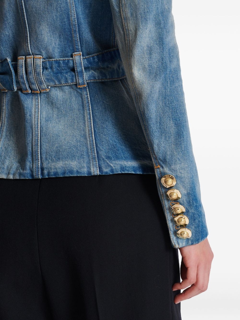 belted denim jacket - 5