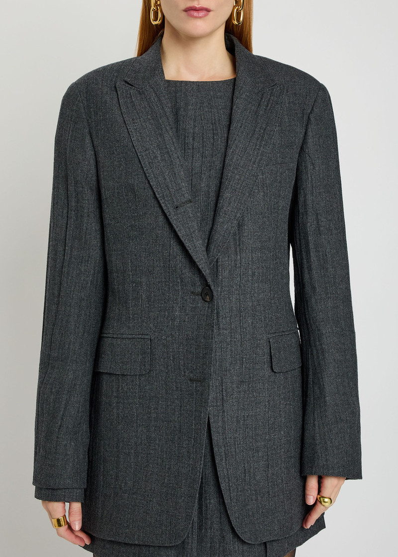 Our Legacy Our Legacy Cutaway Textured Wool-blend Blazer outlook