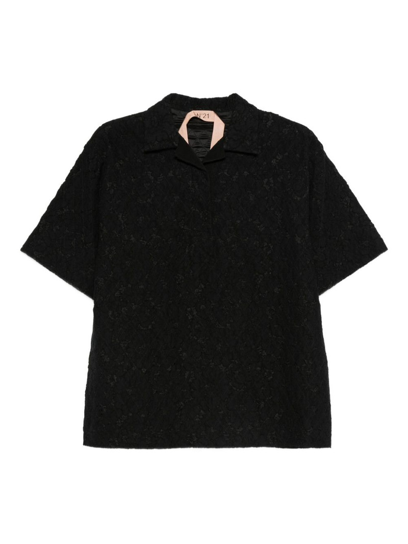 lace-embellishment polo top 1