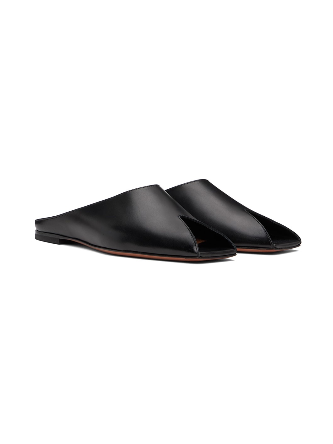 Black Spike Flat Open Mules - 4