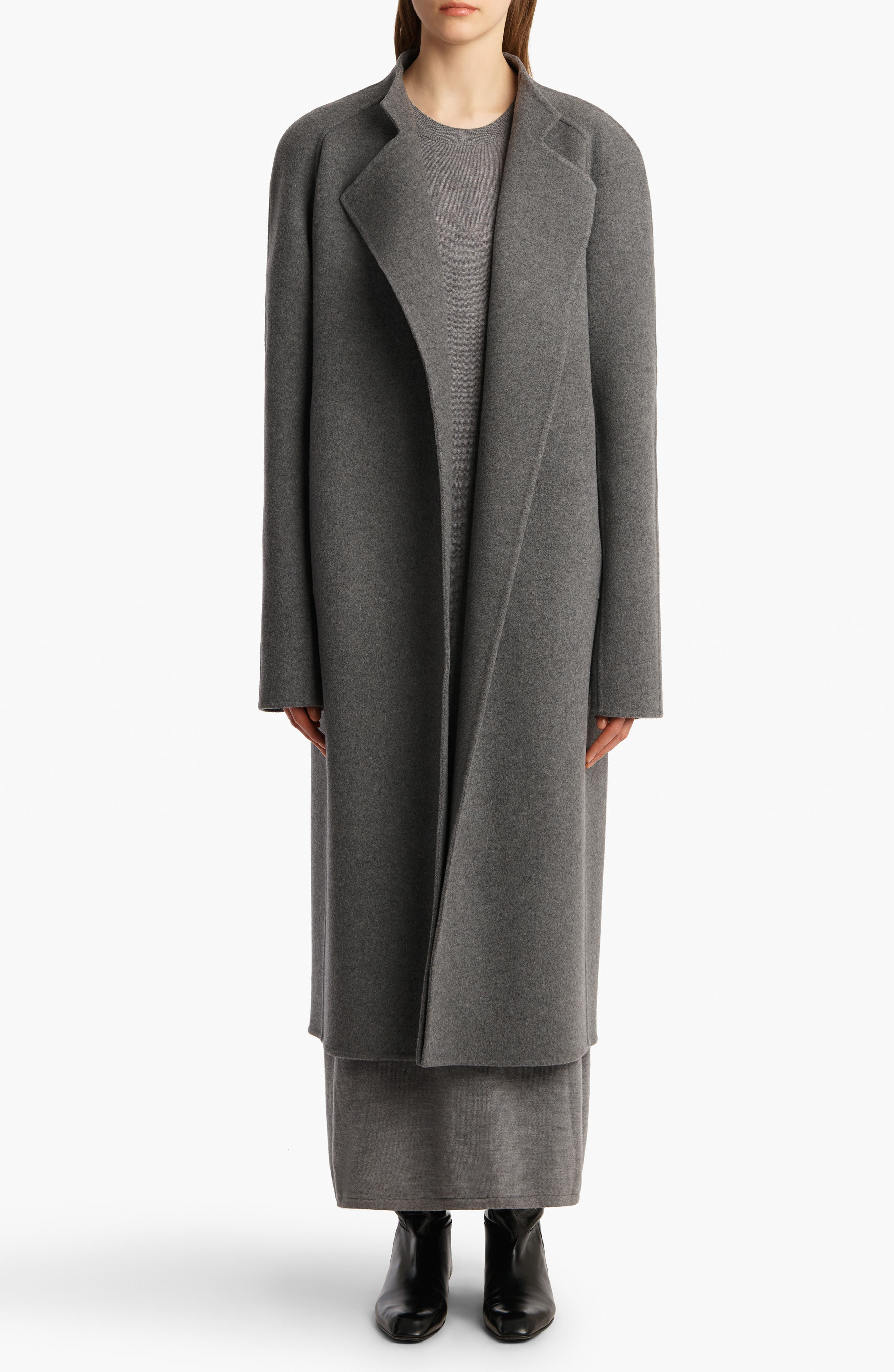 Khaite Deena Wool Belted Coat in Grey Melange at Nordstrom - 5