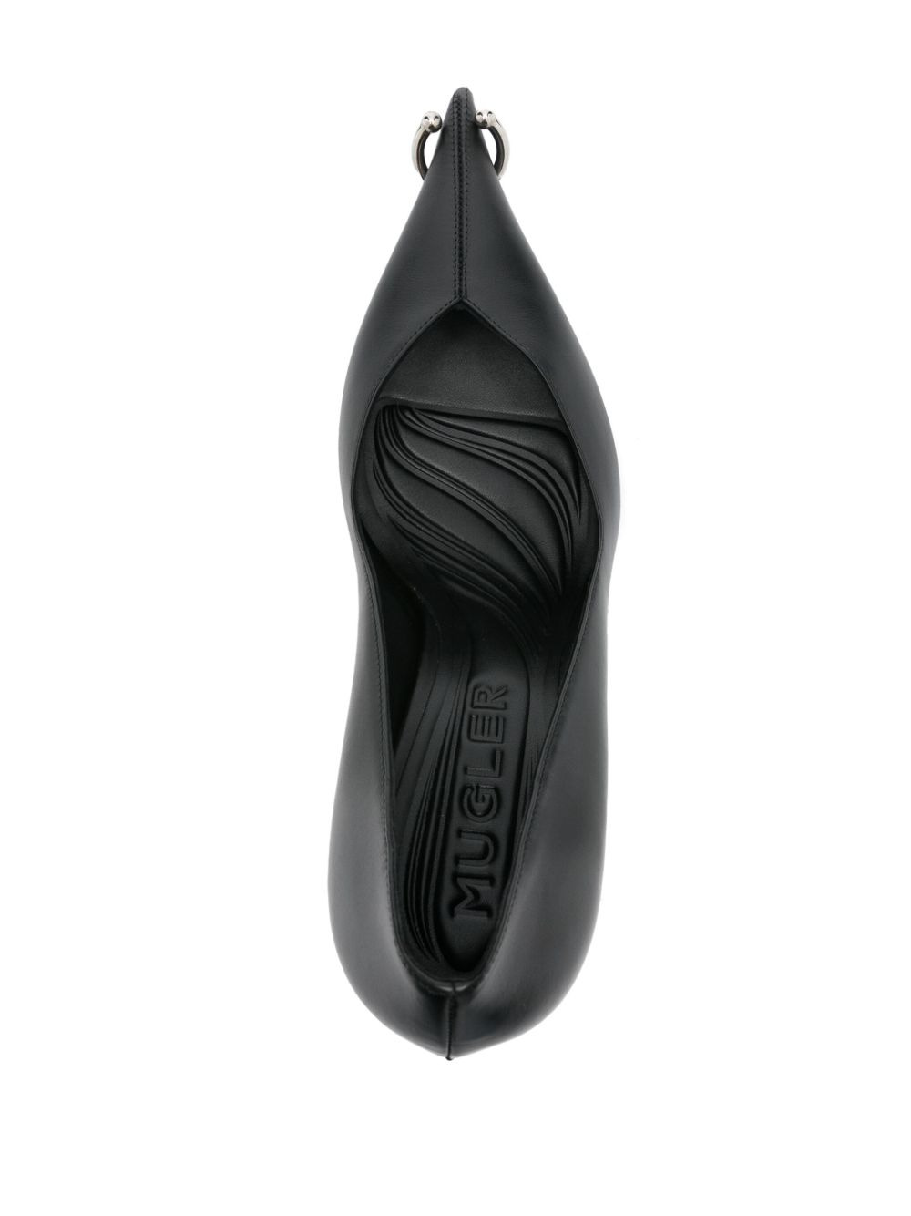 90mm leather piercing fang pumps - 4