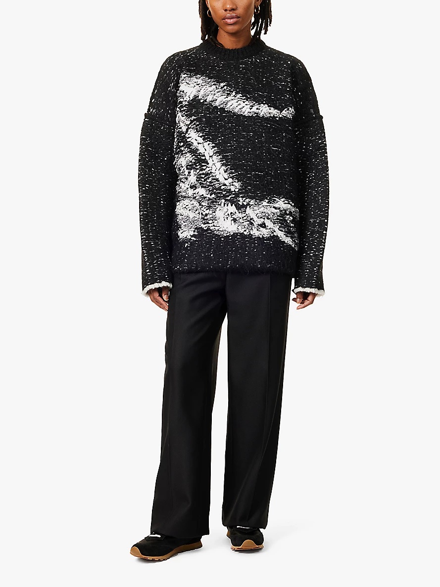 Javier oversized logo intarsia knit jumper - 2