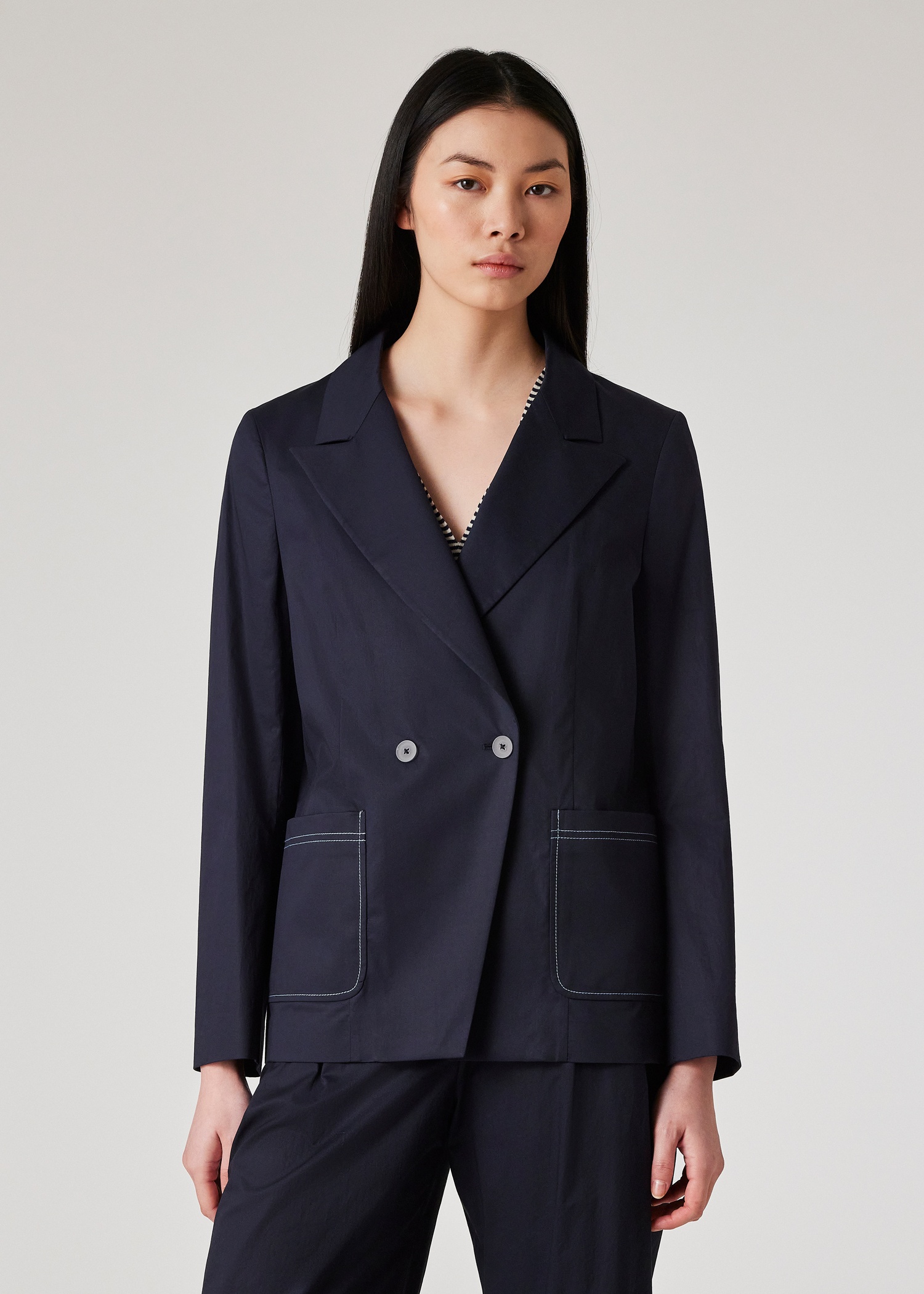 Women's Cotton-Blend Navy Co-ord - 8