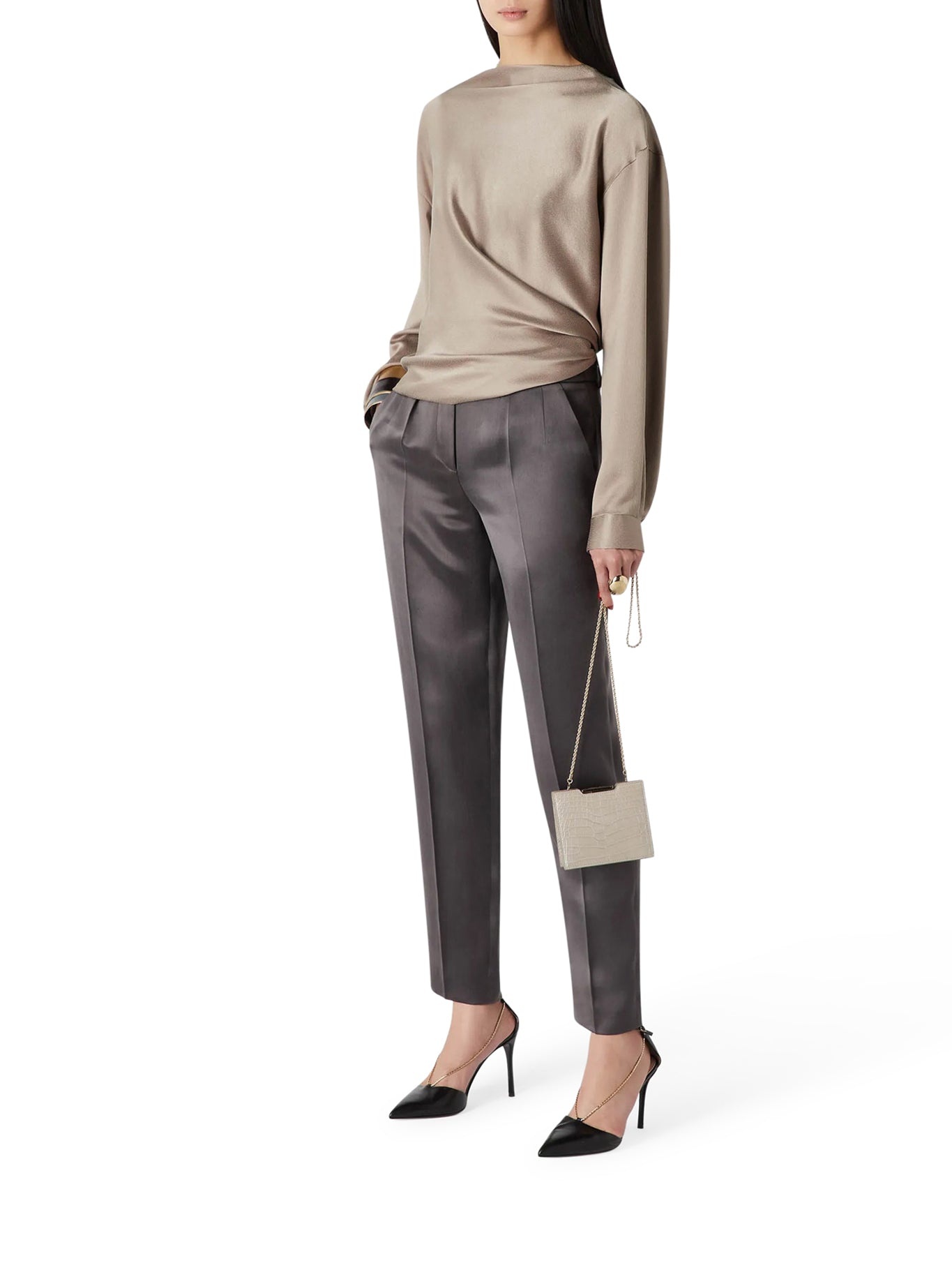 STRAIGHT TROUSERS IN WASHED SILK - 1