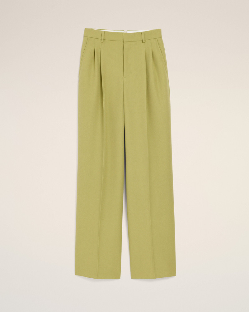 GREEN NEW WOOL LOW WAIST WIDE TROUSERS 1