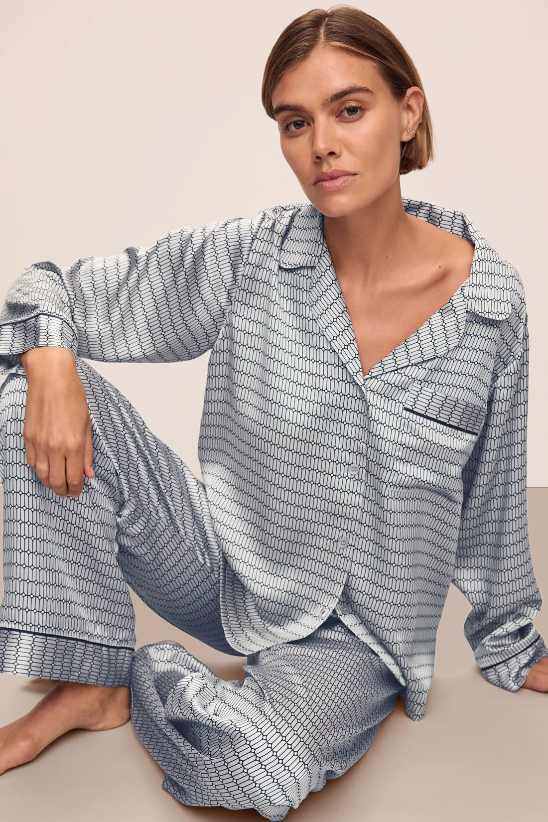 Inez Washable Silk Printed Long PJ Set - 1