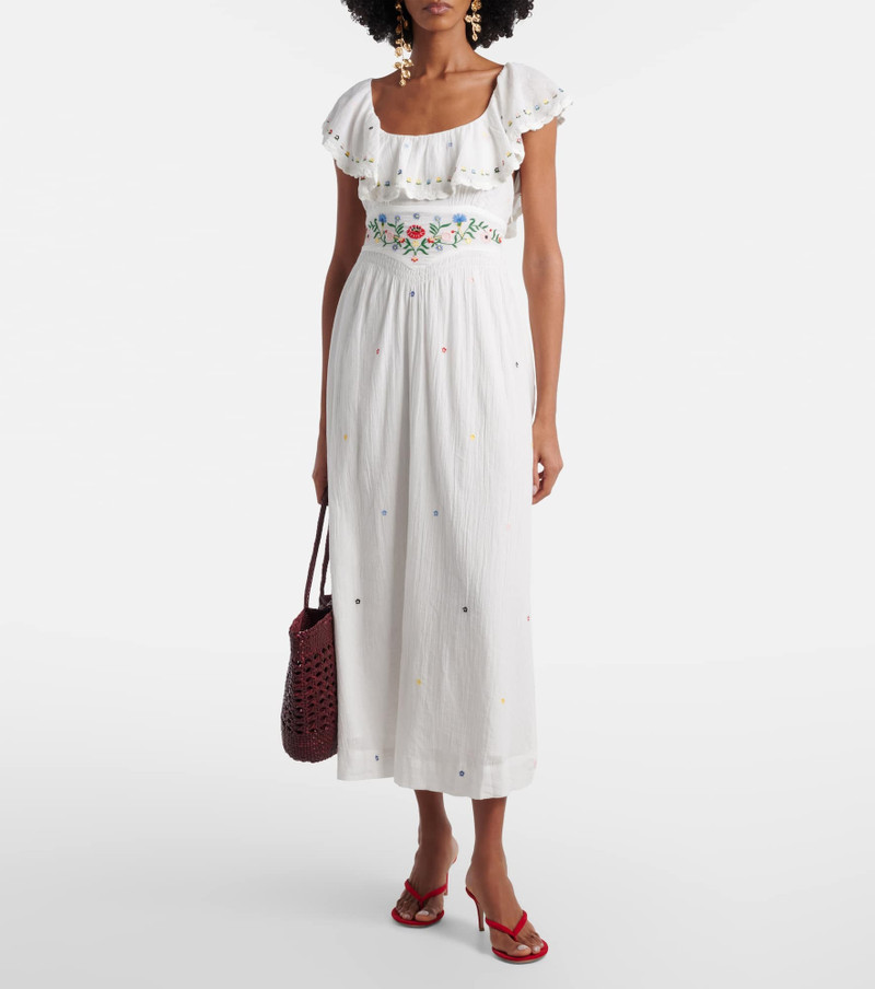 RIXO Ebony embroidered cotton midi dress outlook