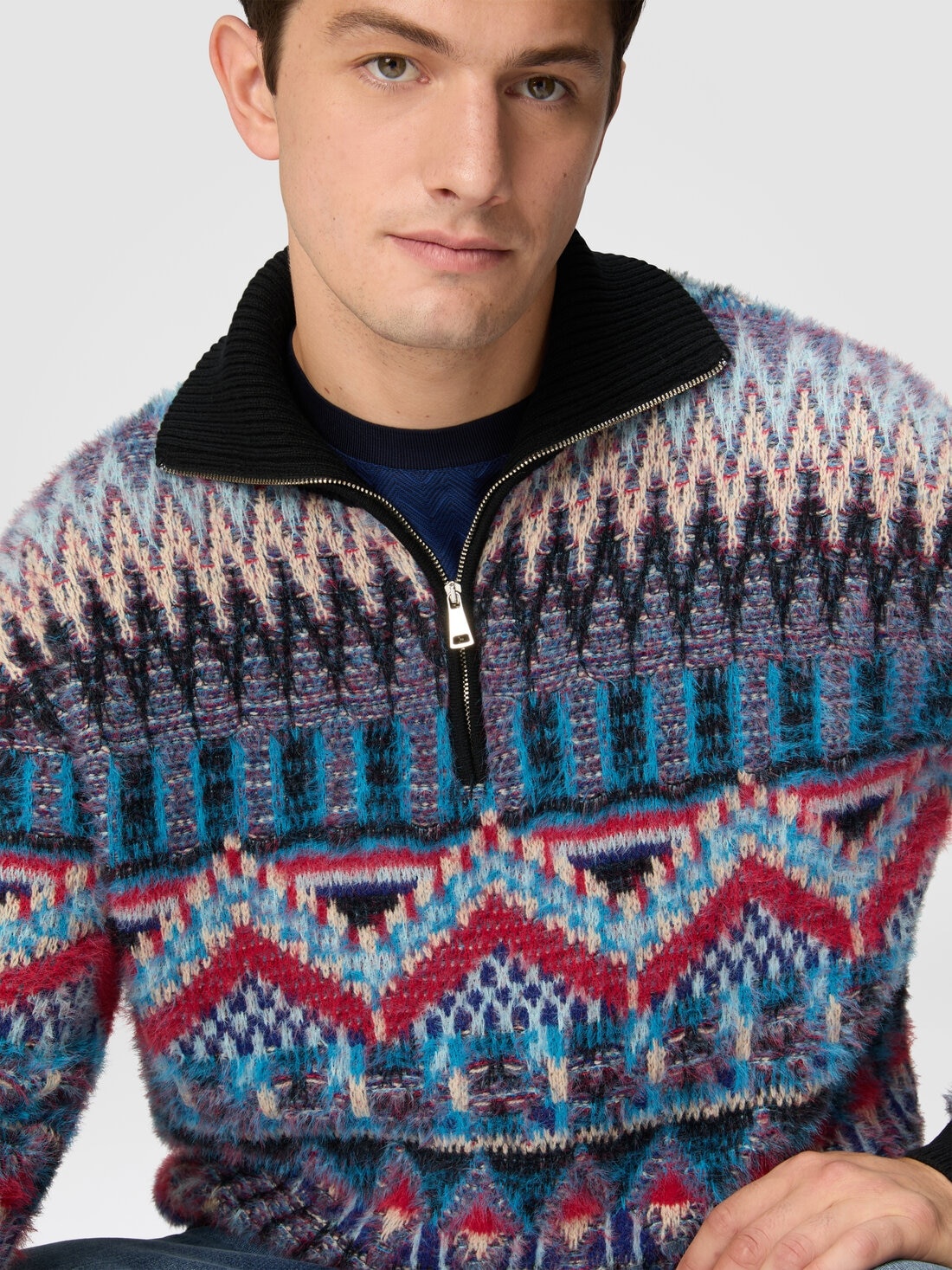 Turtleneck wool-blend sweater with zip - 5