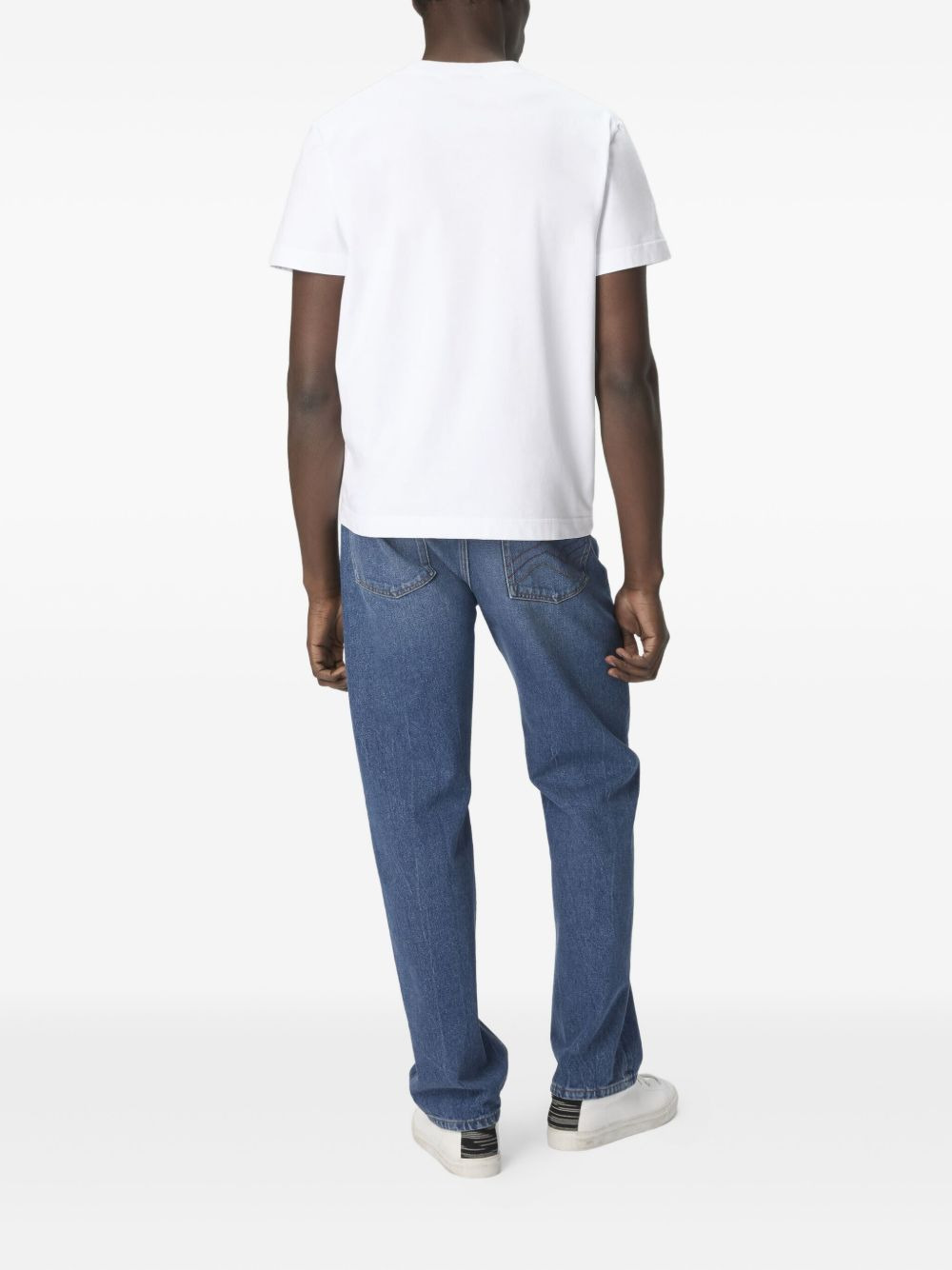 zig-zag pattern logo-embroidered T-shirt - 3