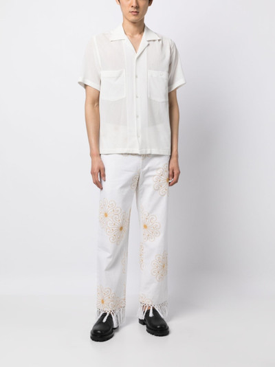 BODE embroidered frayed straight-leg trousers outlook