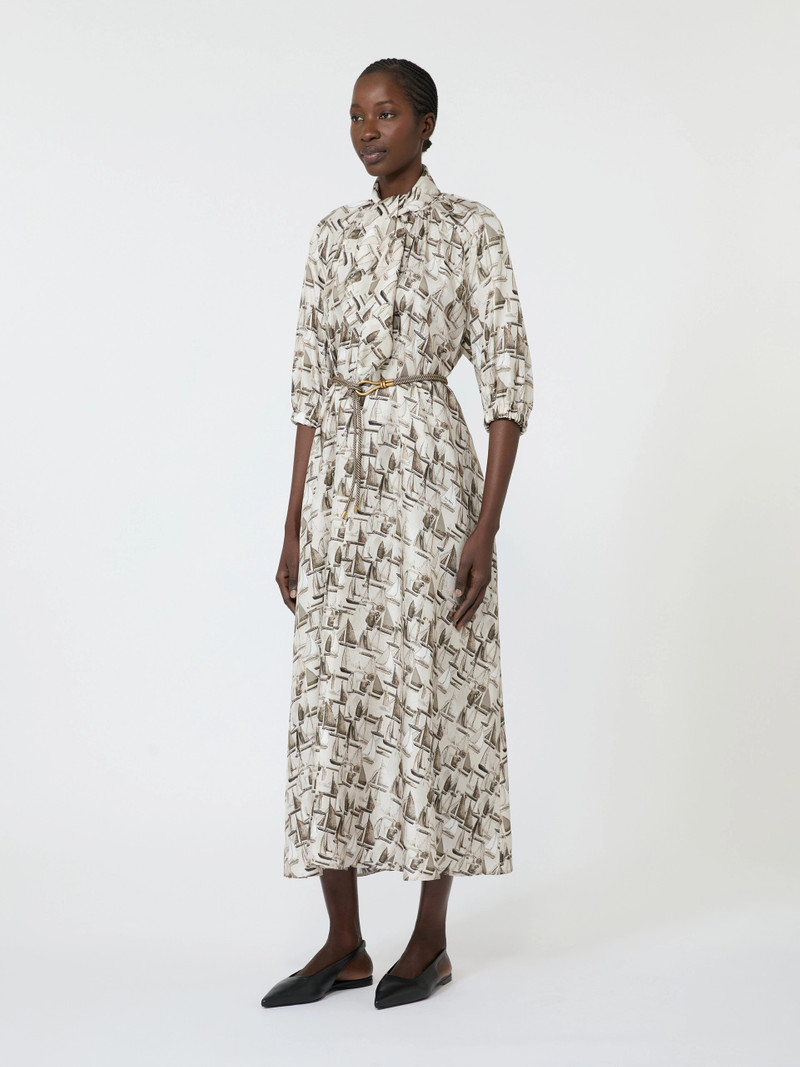 OTTIMO Printed silk dress - STONE 3