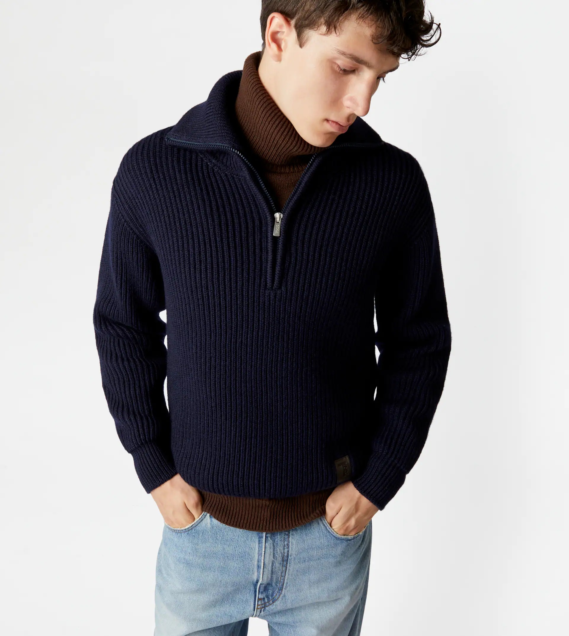 ZIPPED TURTLENECK JUMPER - BLUE - 7