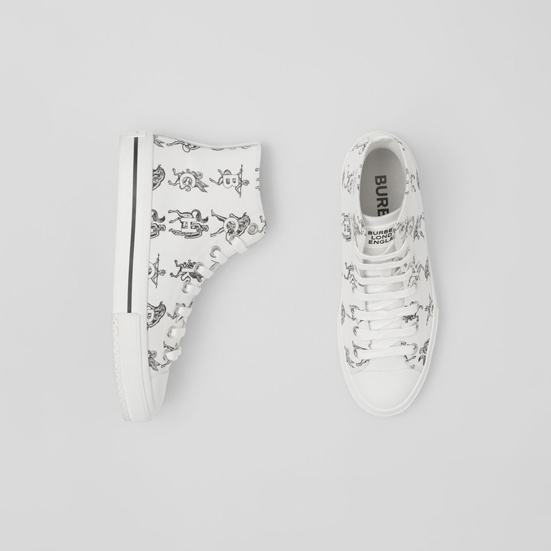 Burberry Mythical Alphabet Cotton Canvas High-top Sneakers outlook