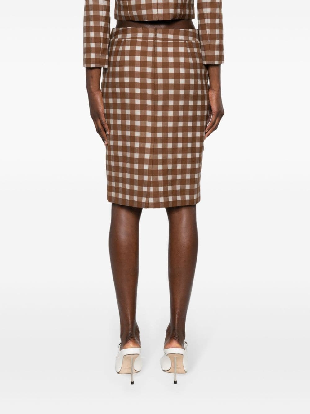 checked low-rise midi skirt - 4