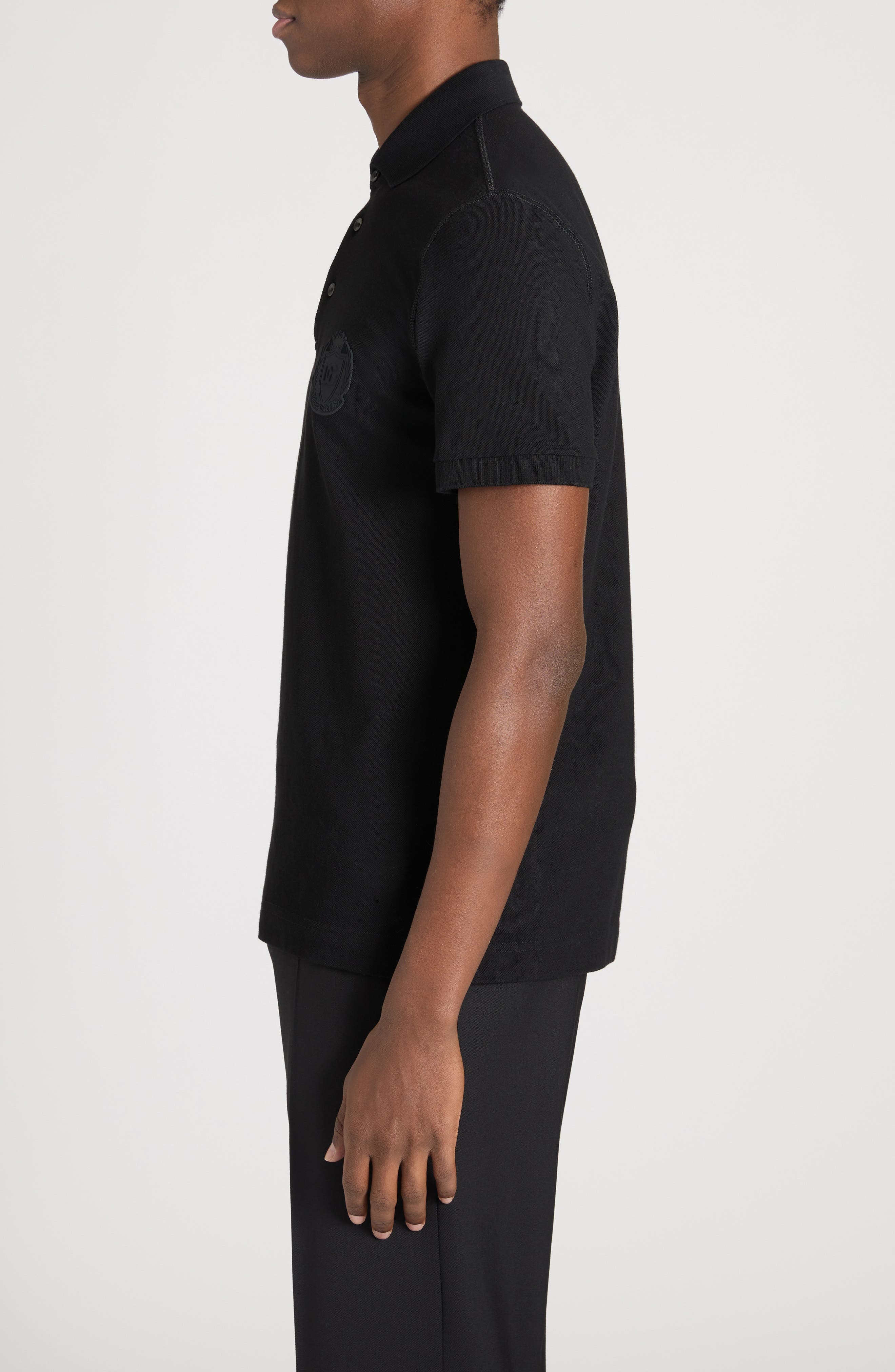 Dolce&Gabbana Logo Crest Cotton Piqué Knit Polo in N0000 Nero at Nordstrom - 4
