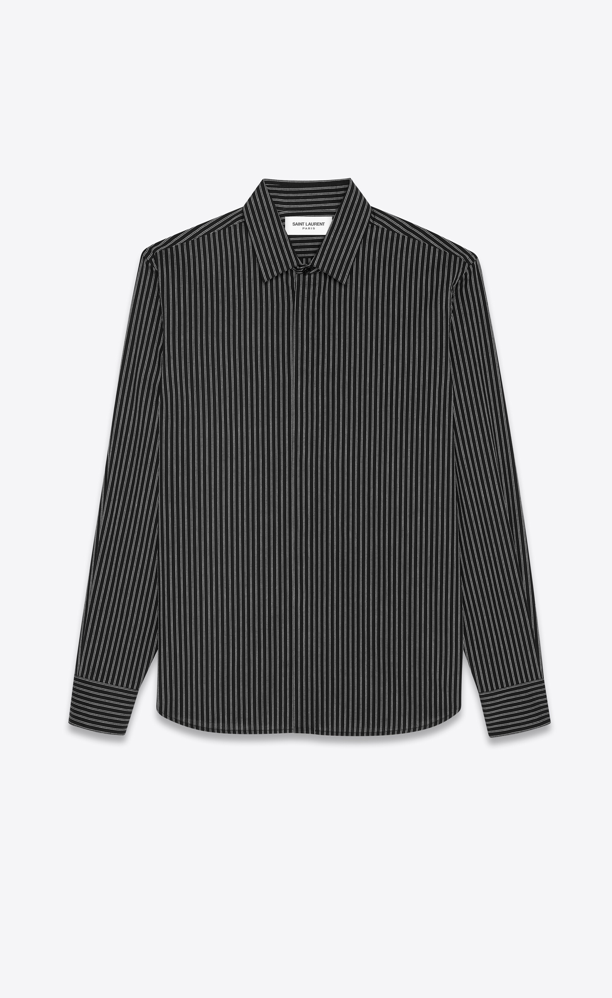 yves collar classic shirt in striped cotton - 1