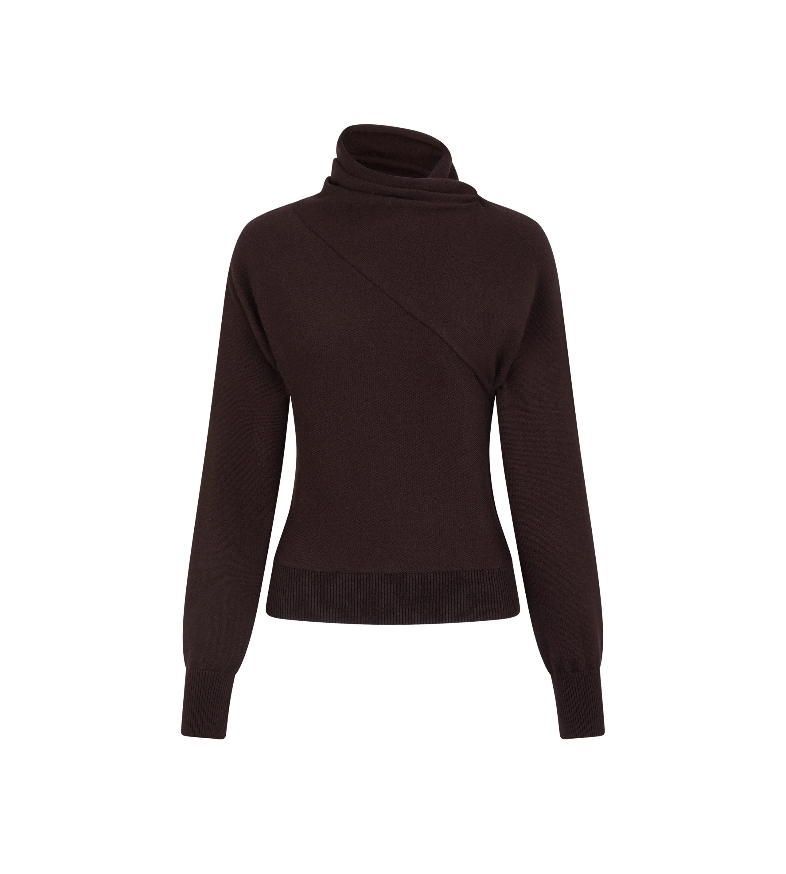 LONG SLEEVE WRAP COLLAR KNIT - 1