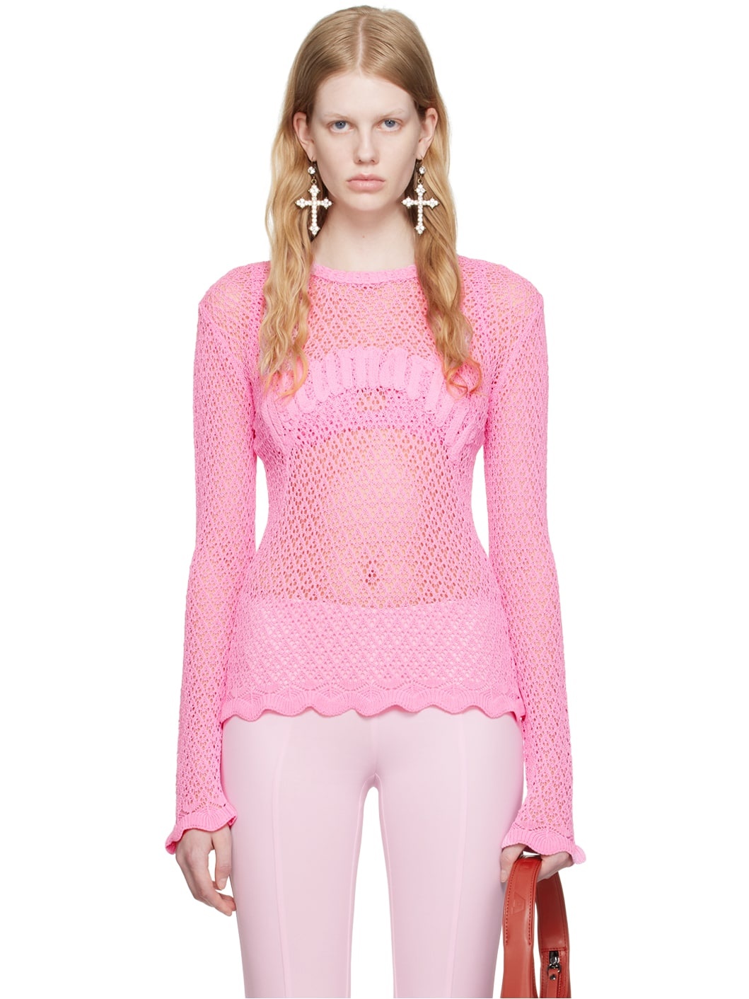 Pink Scalloped Sweater - 1