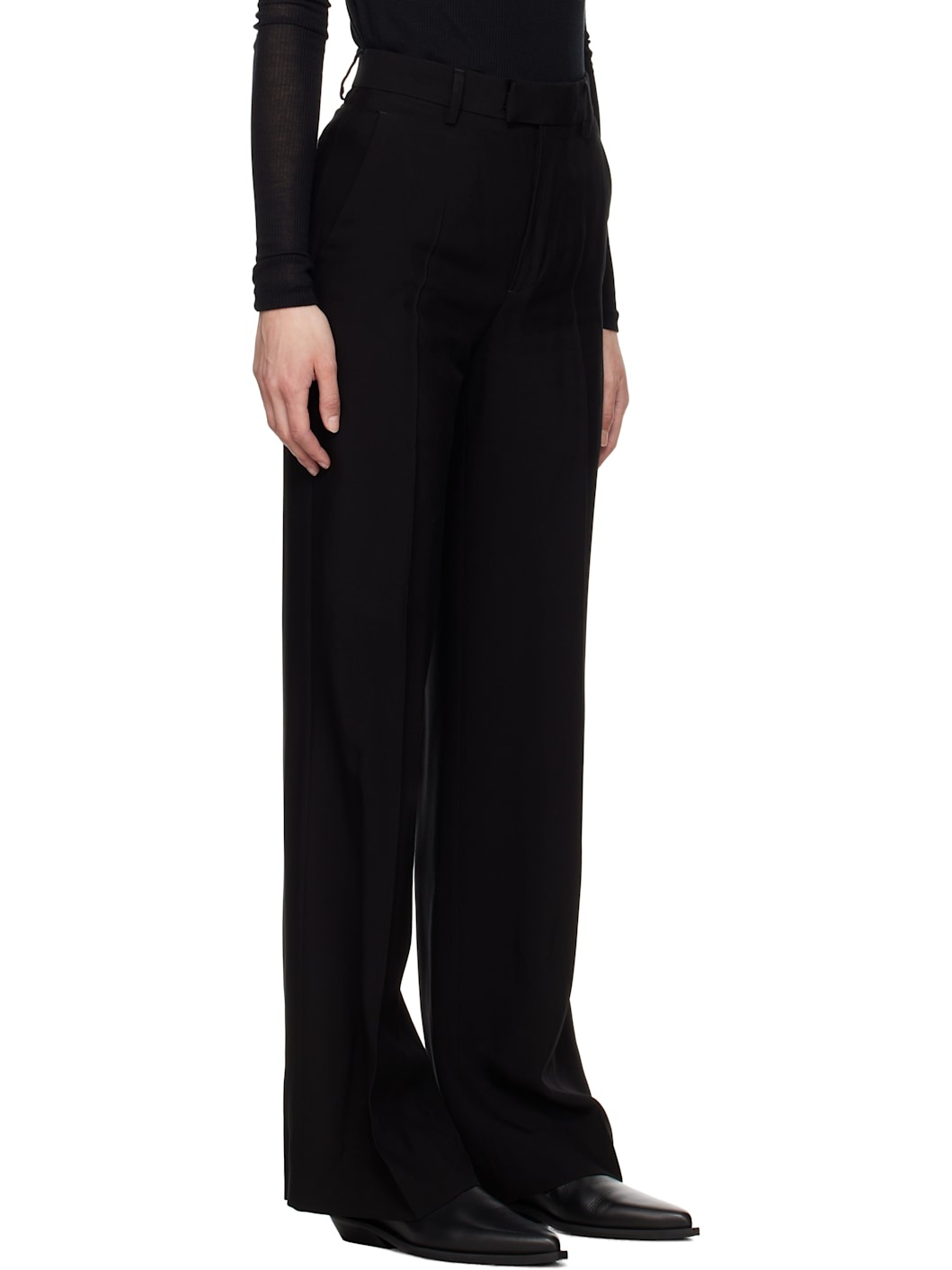 Black Maaike Flared Leg Comfort Trousers - 2