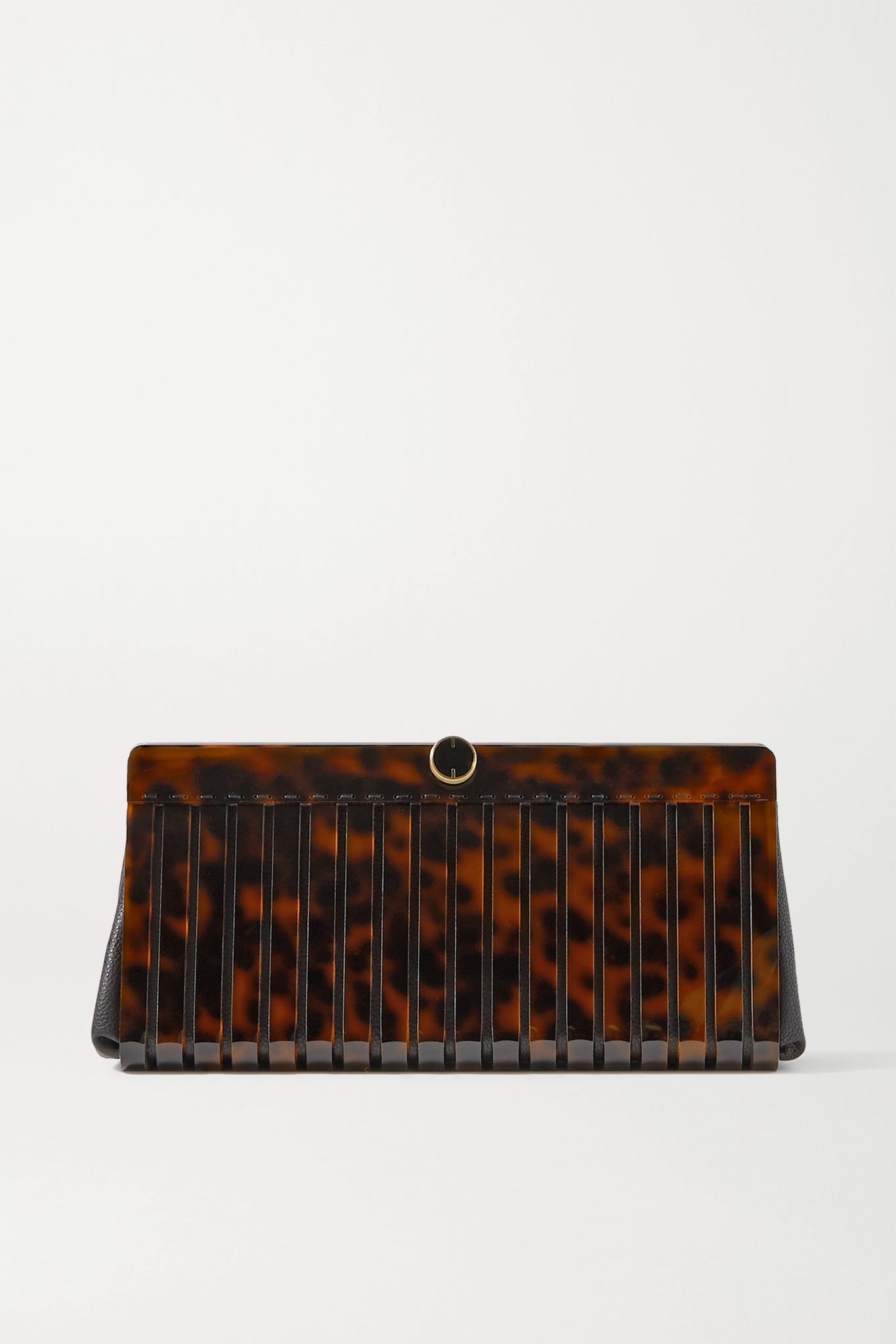 Iris acrylic and textured-leather clutch - 1