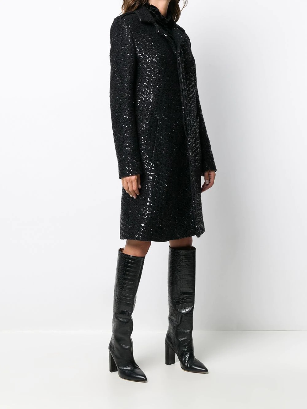 sequin embroidered midi coat - 3