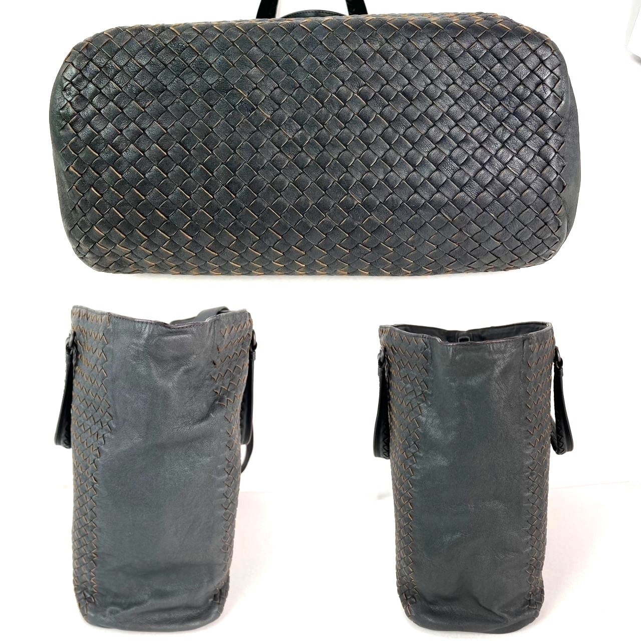 Bottega Veneta Intreciato Black leather zippered Messenger Tote Bag - 3