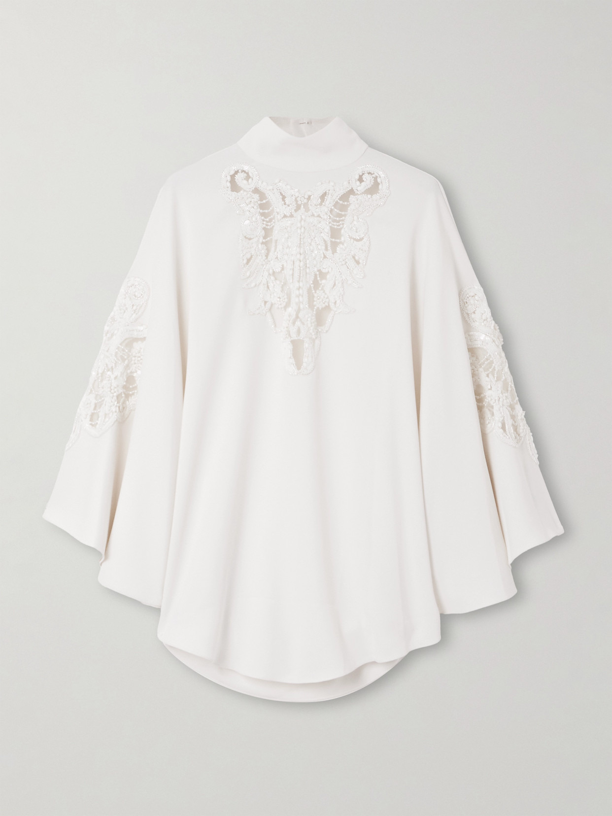 Embellished Tulle-panelled Cady Blouse - 1