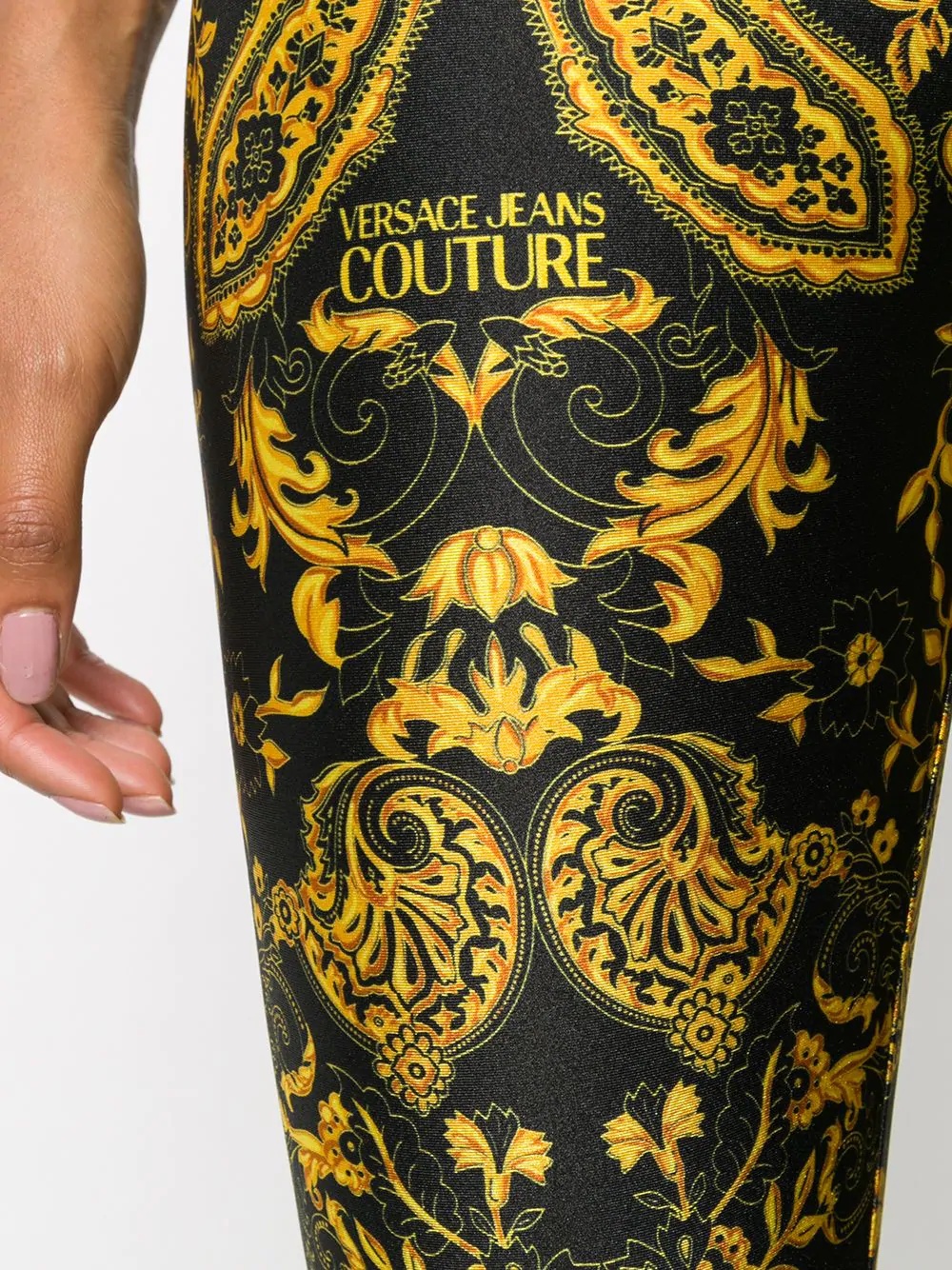 baroque-print slim-fit leggings  - 5