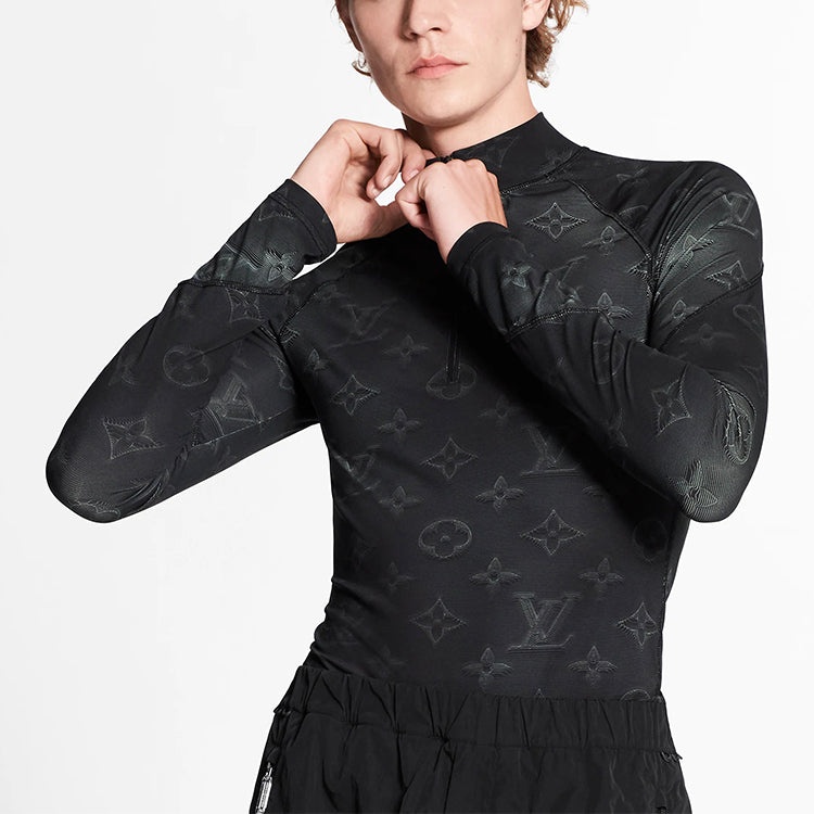 LOUIS VUITTON LV SS21 2054 Series Technical Print Half Zipper Long Sleeve For Men Black 1A8H7D - 3