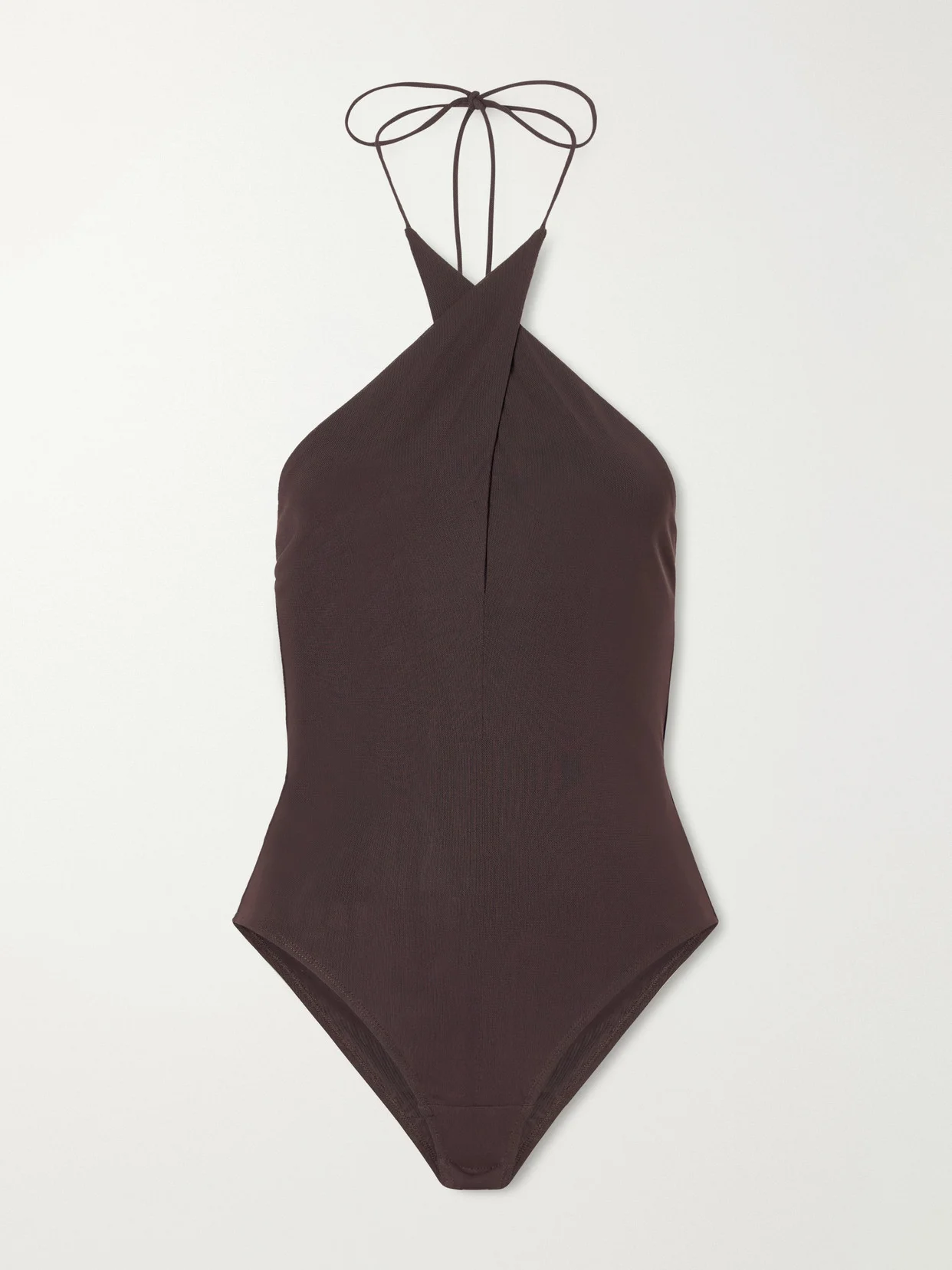 Halterneck Backless Stretch-mesh Bodysuit - 1