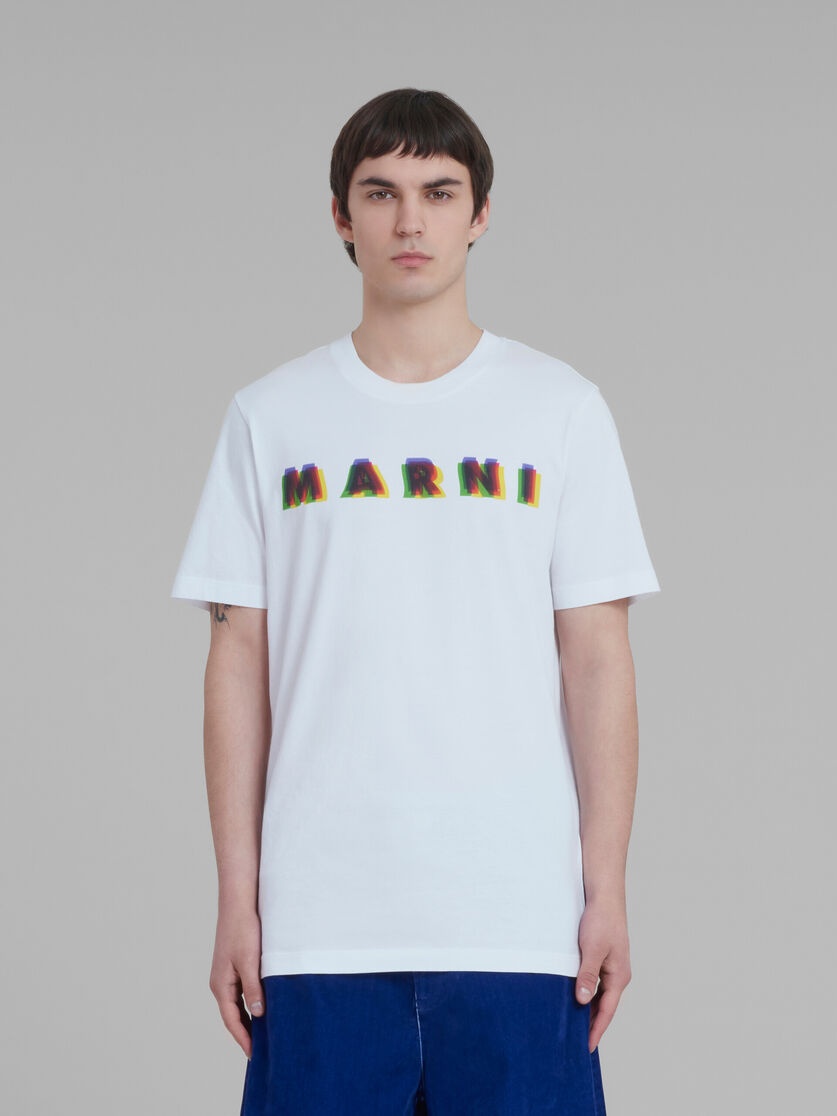 WHITE COTTON T-SHIRT WITH 3D MARNI PRINT - 2